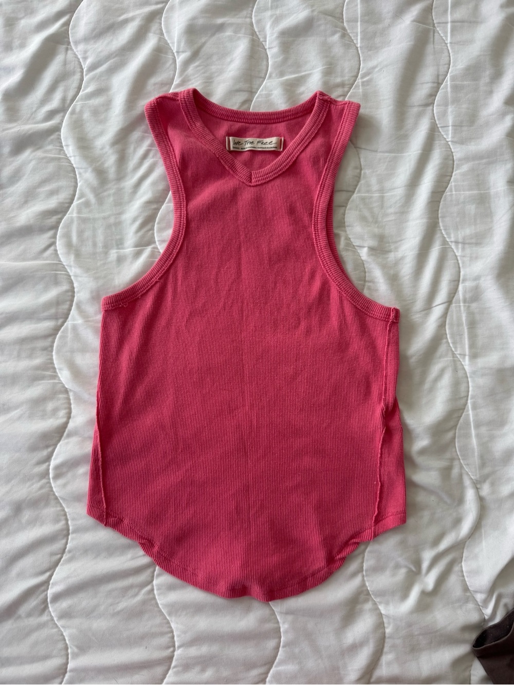 Free People Bright Pink Ribbed Racerback Tank
